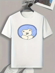 Bear Print Men's Graphic T shirt Casual Comfy Tees For Summer