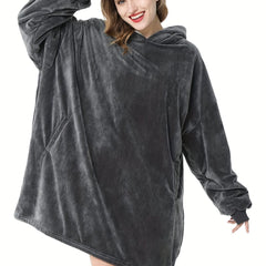 Fleece Hooded Lounge Robe with Pockets