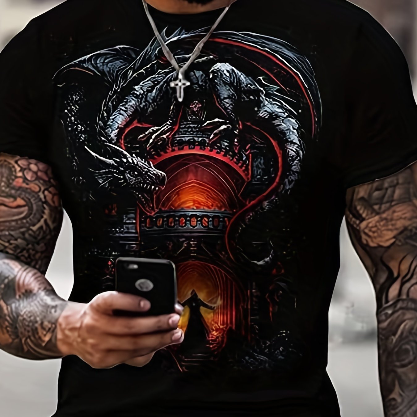Dragon 3D Print Men's Graphic T Shirt Comfortable Tee for Summer