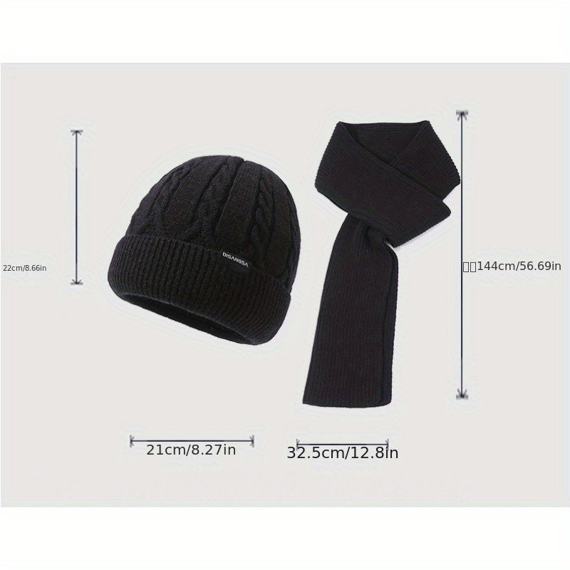 Knitted Hat Scarf Gloves Winter Beanie Neck Scarf Anti Slip Gloves