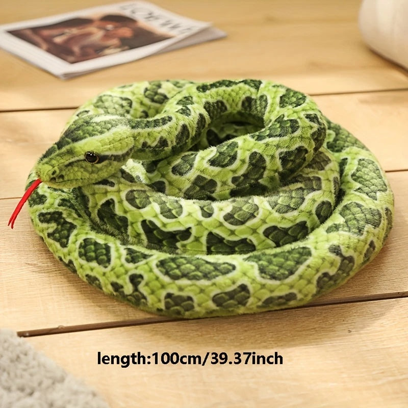 Realistic Coiled Snake Plush Toy Prank Long Snake Doll Home Decor