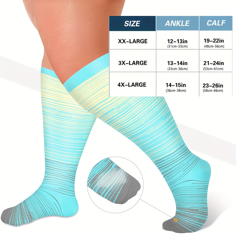 3 Pairs Plus Size Compression Socks 15-20 mmHg Extra Wide Calf