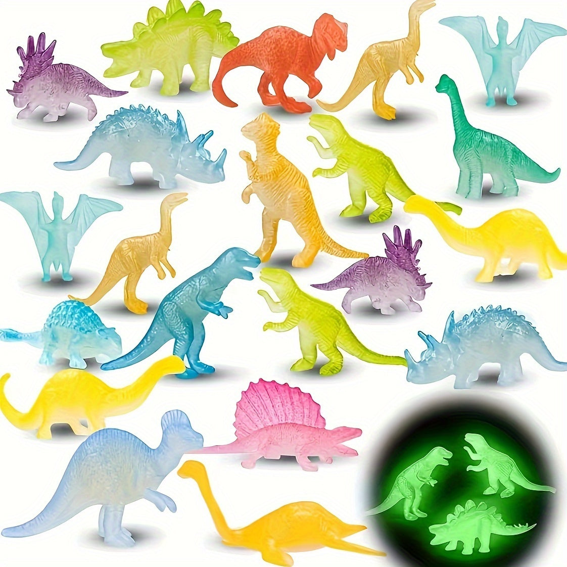 12pcs Luminous Mini Dinosaur Party Supplies Gift