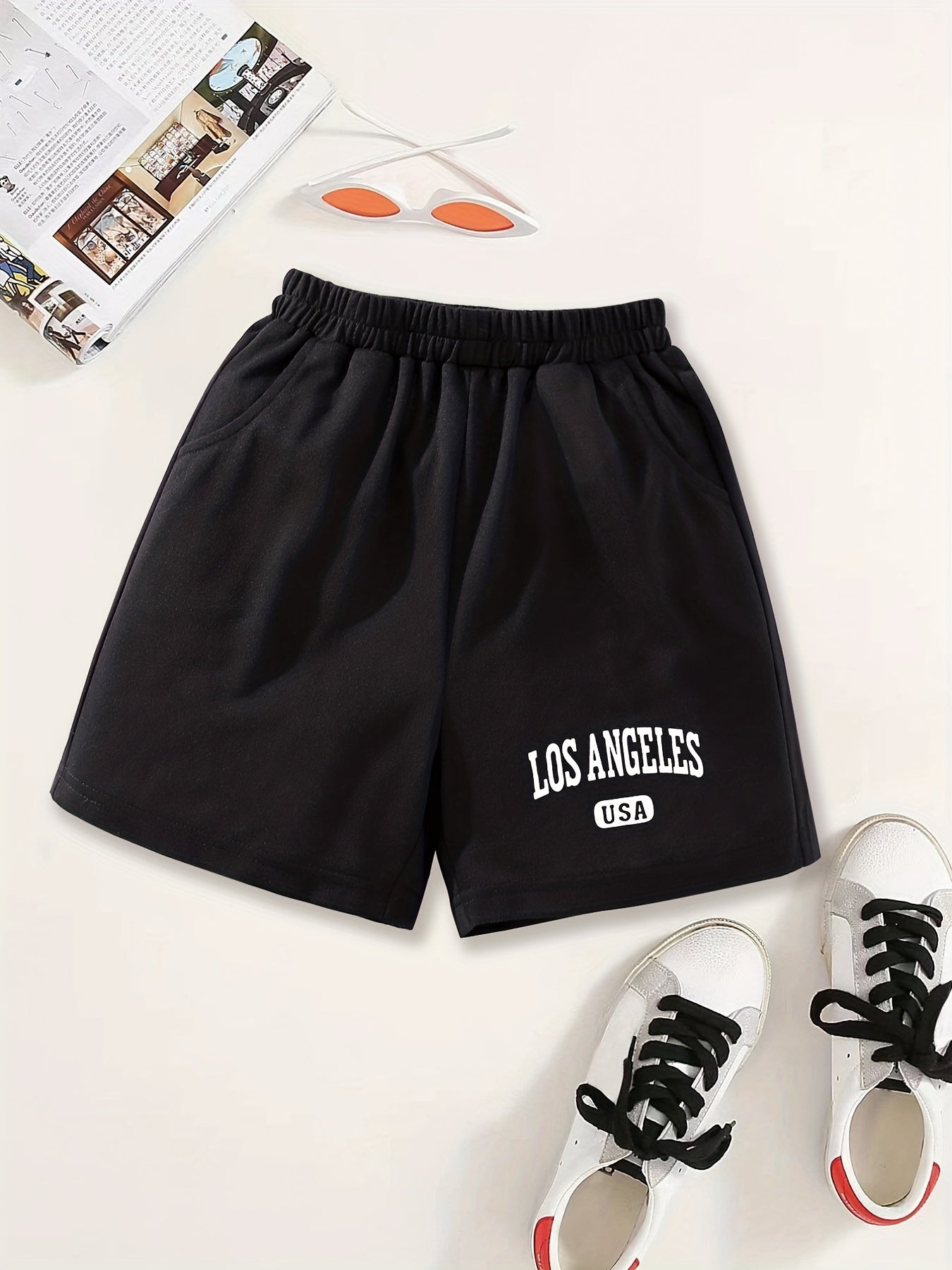 Girls Shorts 'Los Angeles' Print Casual Sweat Shorts Comfy Fit