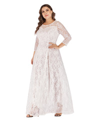 Lace Long Sleeve Round Neck Formal Party Dress