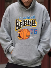 Basketball Print Hoodie Graphic Pullover Hooded Sweatshirt