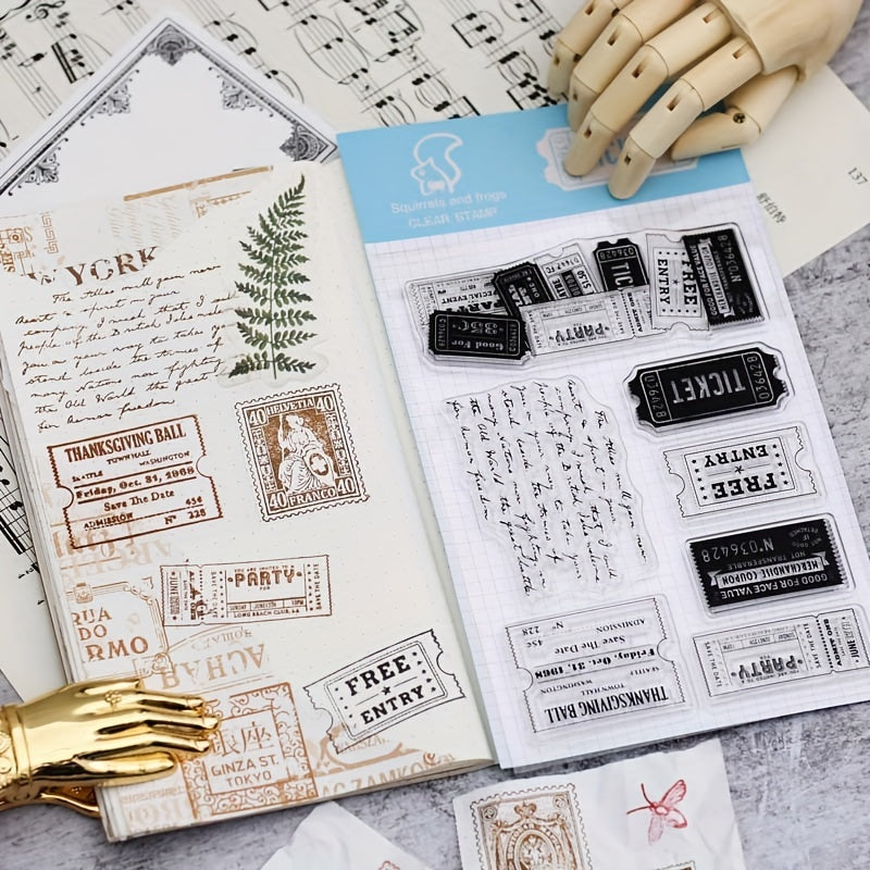 4pcs Silicone Transparent Stamps Vintage for Card Making & DIY Projects