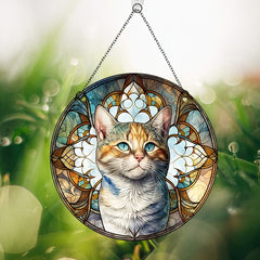 Christmas Cat Acrylic Glass Decorations Green Eyes Party Supplies