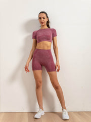Seamless Short T Shirt & Shorts Suit for Yoga