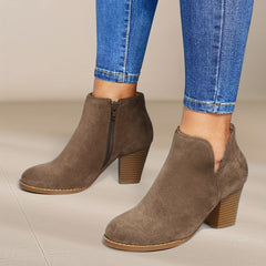 Chunky Heel Ankle Boots Suede Booties