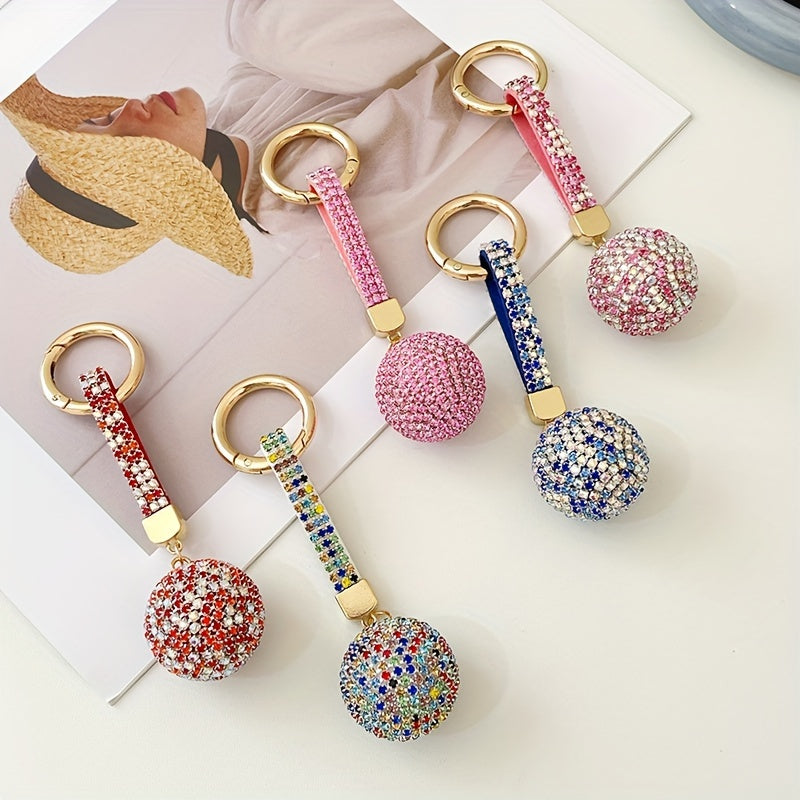 Christmas Rhinestone Ball Keychain Backpack Pendant Car Key Decoration