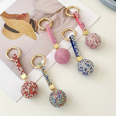 Christmas Rhinestone Ball Keychain Backpack Pendant Car Key Decoration