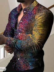 Colorful Pattern Men's Long Sleeve Shirt For Autumn