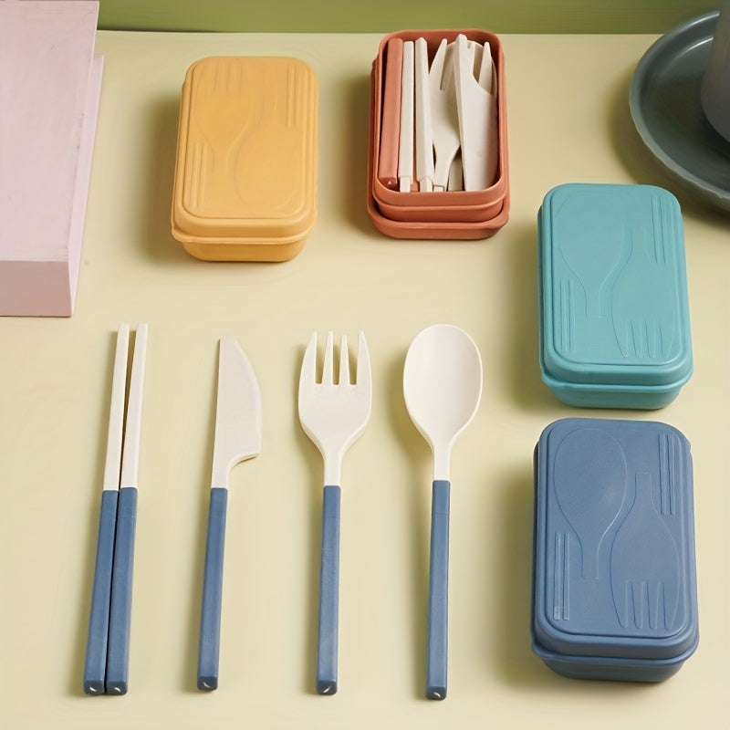 4pcs Reusable Utensils Set With Case for Camping, Picnic, Travel