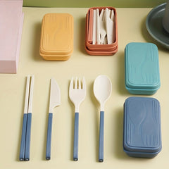 4pcs Reusable Utensils Set With Case for Camping, Picnic, Travel