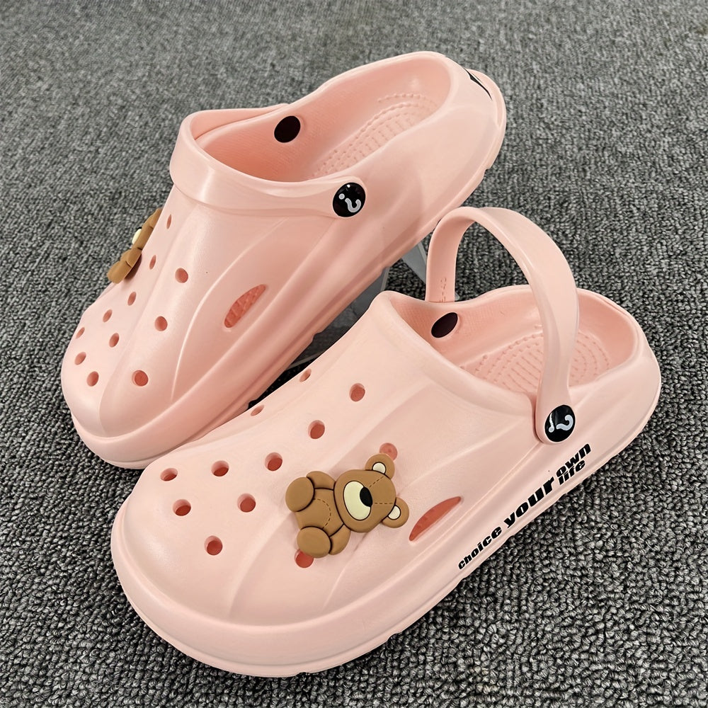 Women's Teddy Bear Platform Clogs Hollow Out Non Slip Slide Shoes