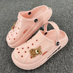 Women's Teddy Bear Platform Clogs Hollow Out Non Slip Slide Shoes