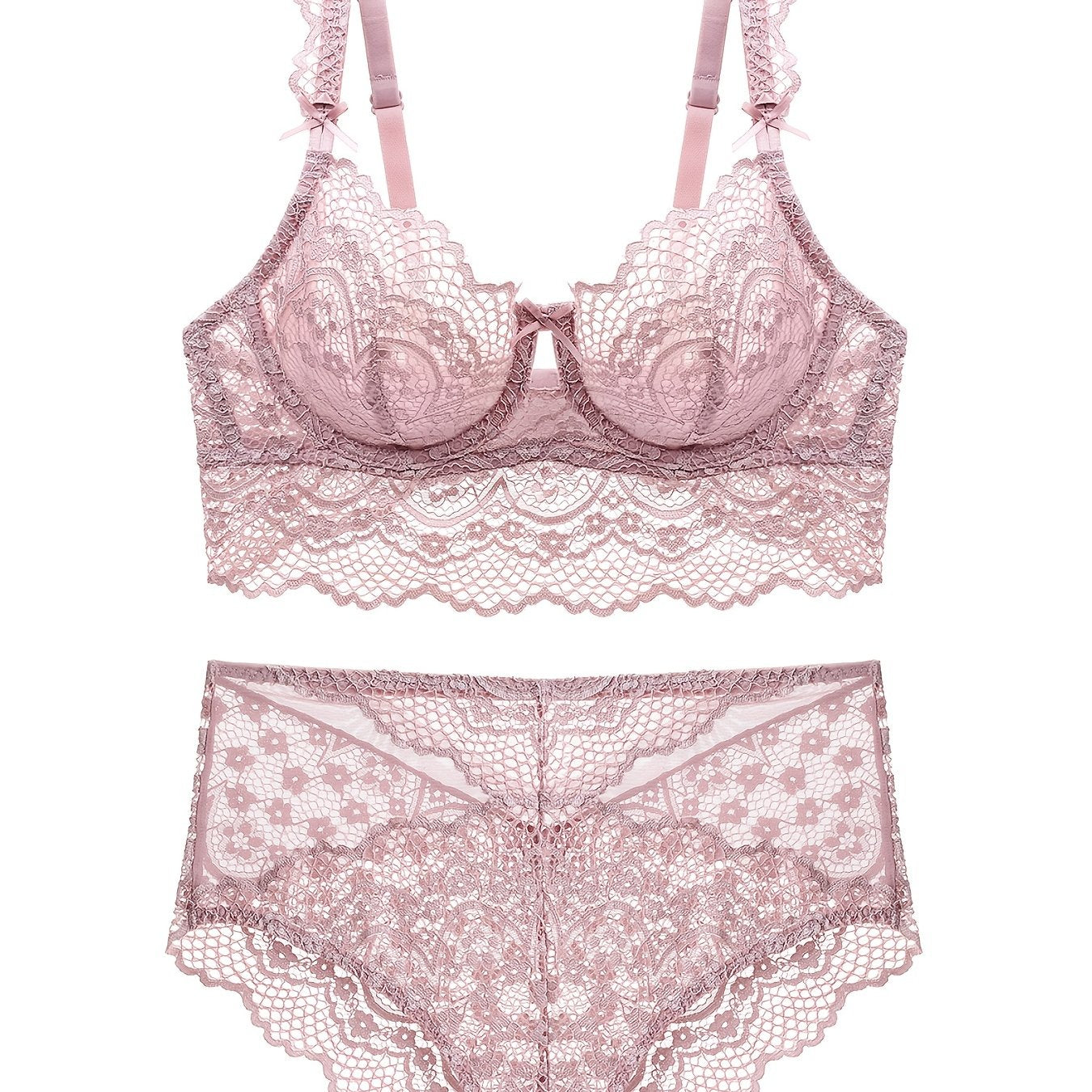 Floral Lace Lingerie Set Thin Cup Intimates Bra & Panties