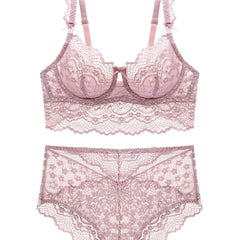 Floral Lace Lingerie Set Thin Cup Intimates Bra & Panties