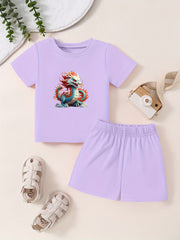 Cartoon Dragon Toddler 2pcs Summer Clothing Set