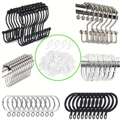 Plastic & Metal Shower Rings for Curtain Bathroom Shower (50pcs)