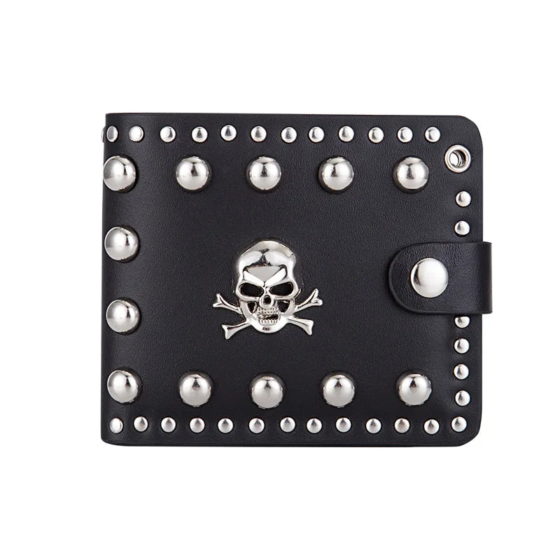 Hot Men Rivet Short Money Clips Male Punk Skull Clutch Wallet