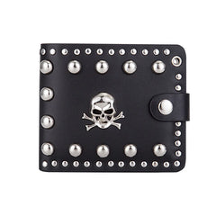 Hot Men Rivet Short Money Clips Male Punk Skull Clutch Wallet