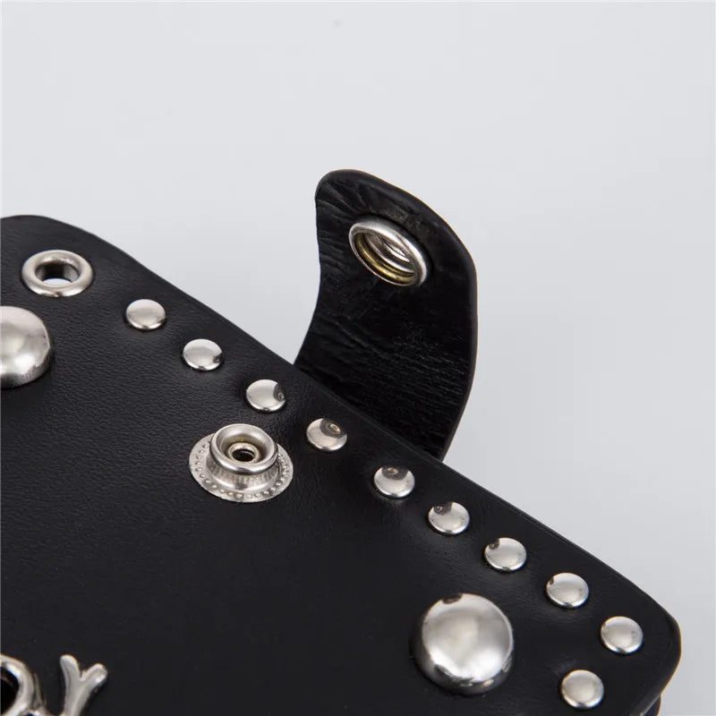 Hot Men Rivet Short Money Clips Male Punk Skull Clutch Wallet