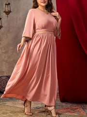 Women's Plus Colorblock V Neck Maxi Kaftan Dress
