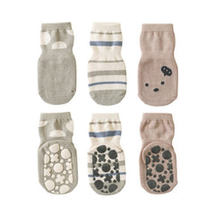 3pairs Baby Floor Socks Non slip Cartoon Animal Graphic Toddler Socks