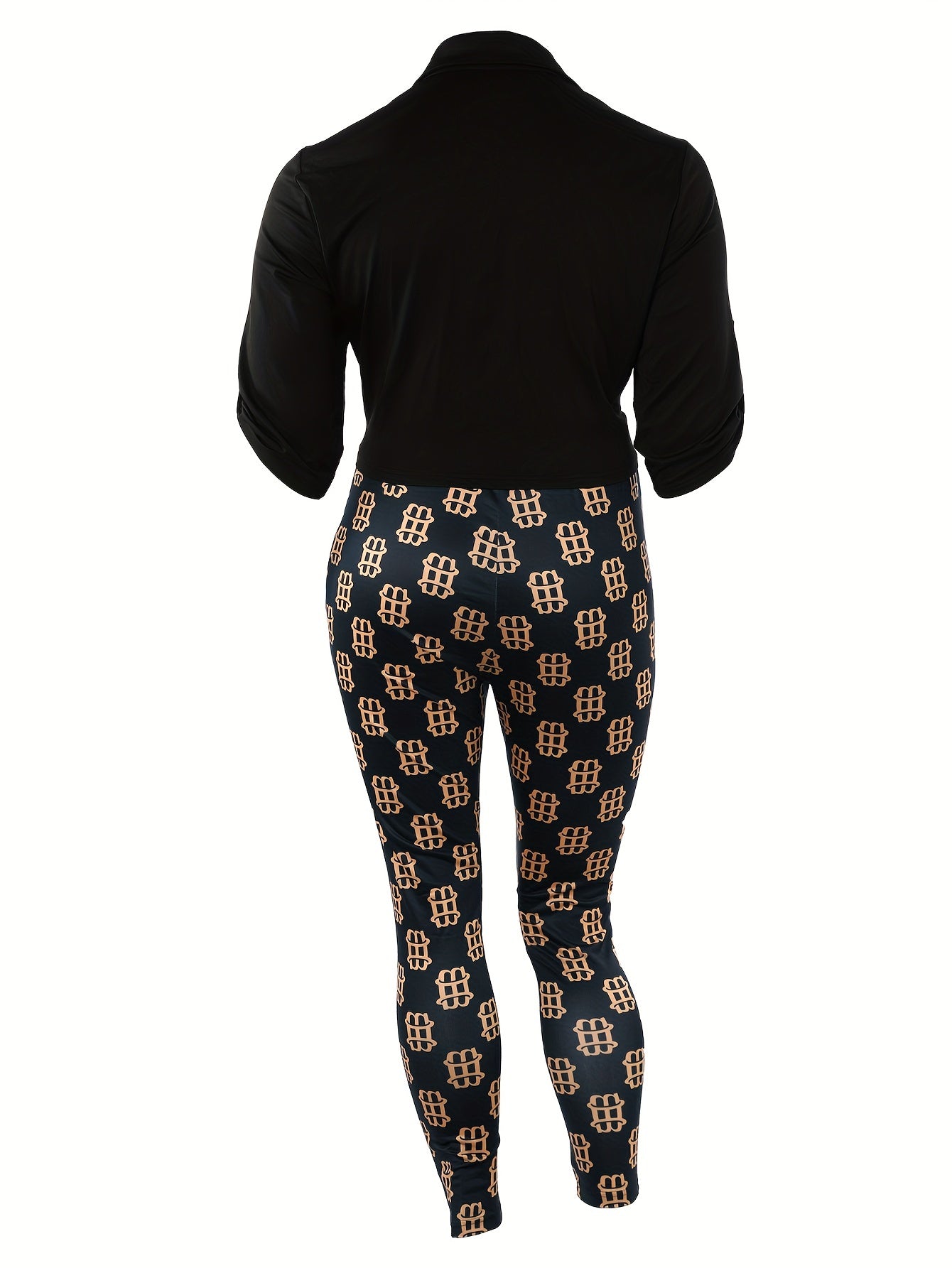 Geometric Print Shirt & Leggings Outfit Set