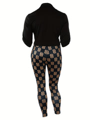 Geometric Print Shirt & Leggings Outfit Set