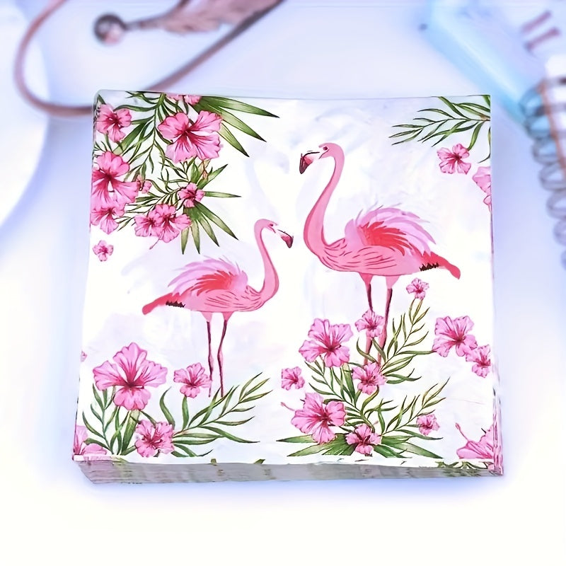 20pcs Pink Flamingo Napkins Disposable Paper Towel Summer Party Supplies