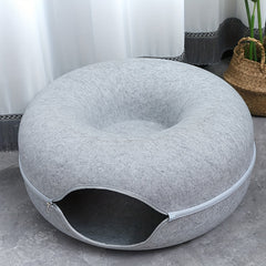 Cat Tunnel Bed Felt Round Nest Washable Semi-enclosed Cat Tunnel