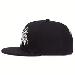 Men's Embroidered Flat Brim Hat for Outdoor Sports