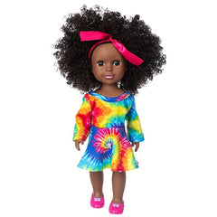 14inch Curly Hair Skin Doll with Clothes, Shoes & Headscarf
