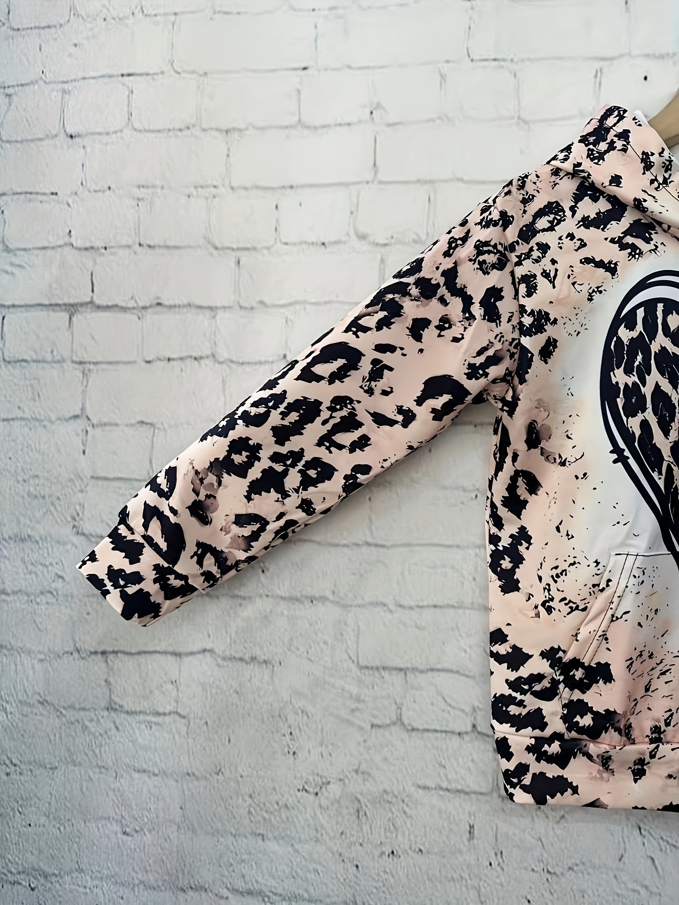 Leopard Print Hoodies Girls Comfy Hooded Pullover Kids Clothes