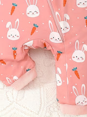 Infant Baby Jumpsuit Set Solid Cartoon Graphic Zip Up Long Sleeve