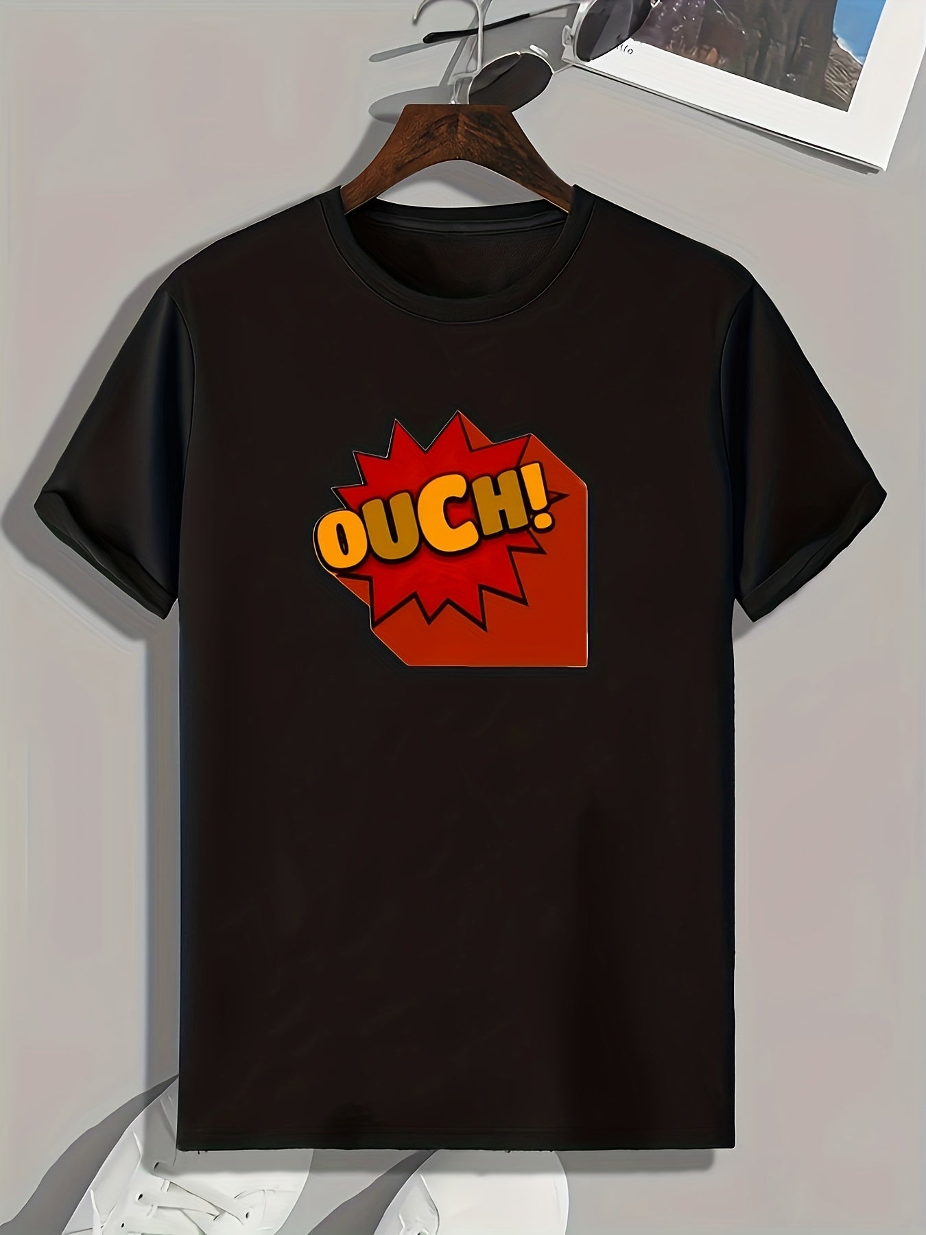 OUCH Pattern Print Men's Sports T-shirt Men's Summer Outdoor Clothing
