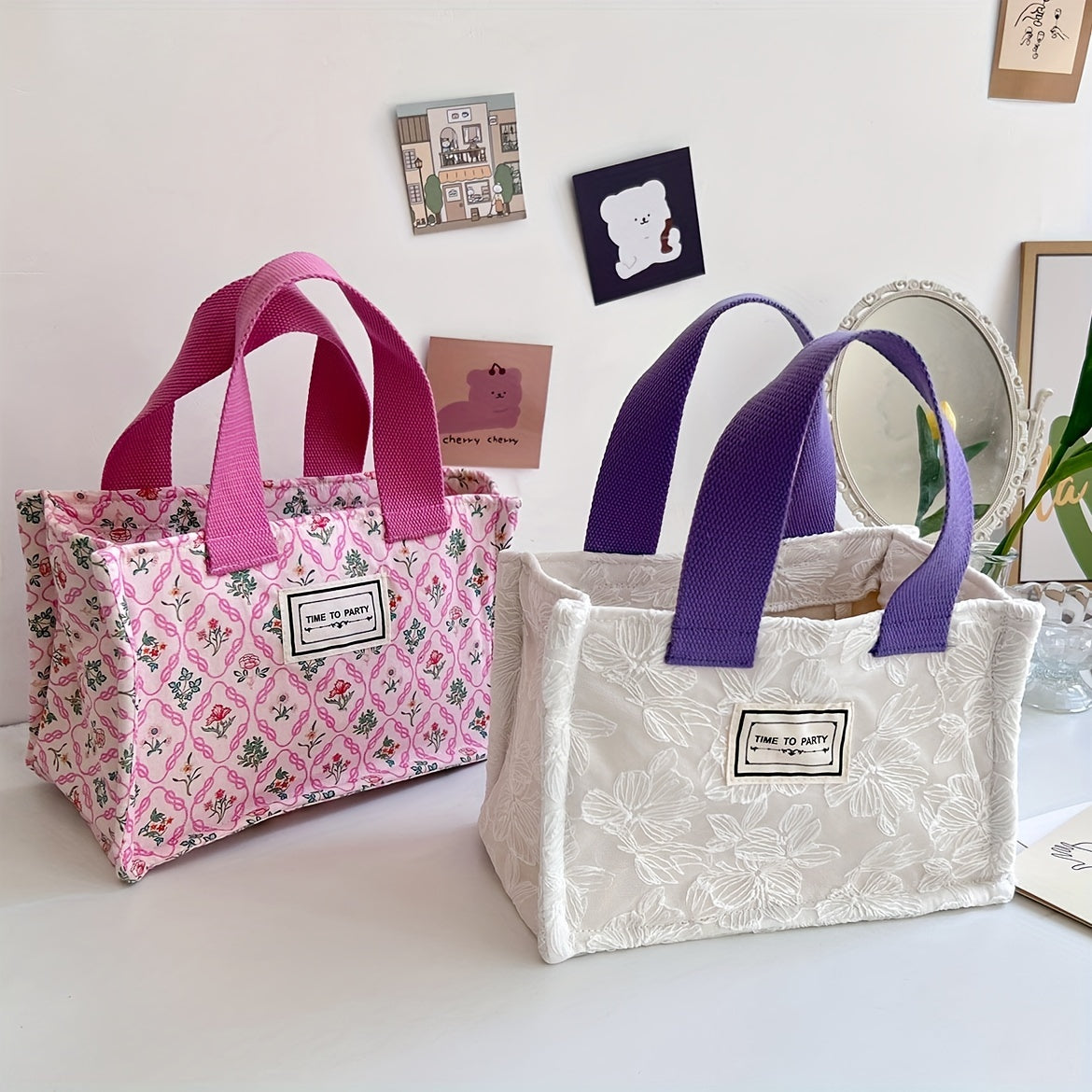 Floral Lunch Box Bag Lace Storage Bag Mommy Bag