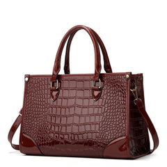 Crocodile Pattern Tote Bag Solid Handbag Classic Satchel Work Women's Bag