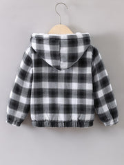 Boys Plaid Hooded Fleece Zip Up Jacket