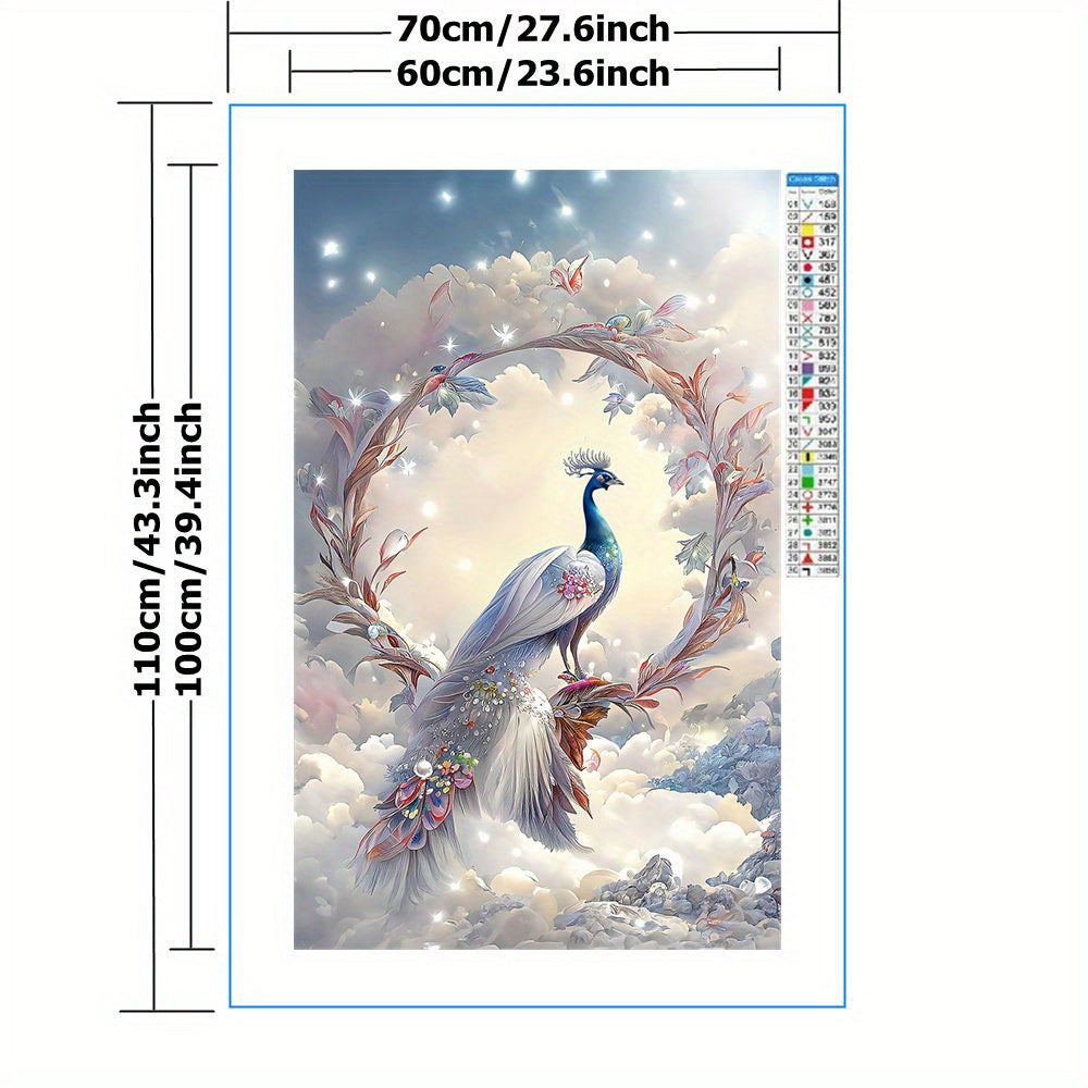 DIY Cross Stitch Kit Peacock Princess 11CT Printed Canvas Home Decor
