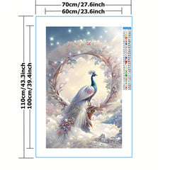 DIY Cross Stitch Kit Peacock Princess 11CT Printed Canvas Home Decor