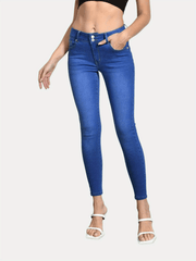 High Waist Skinny Jeans Slim Fit Ankle Length Denim Pants