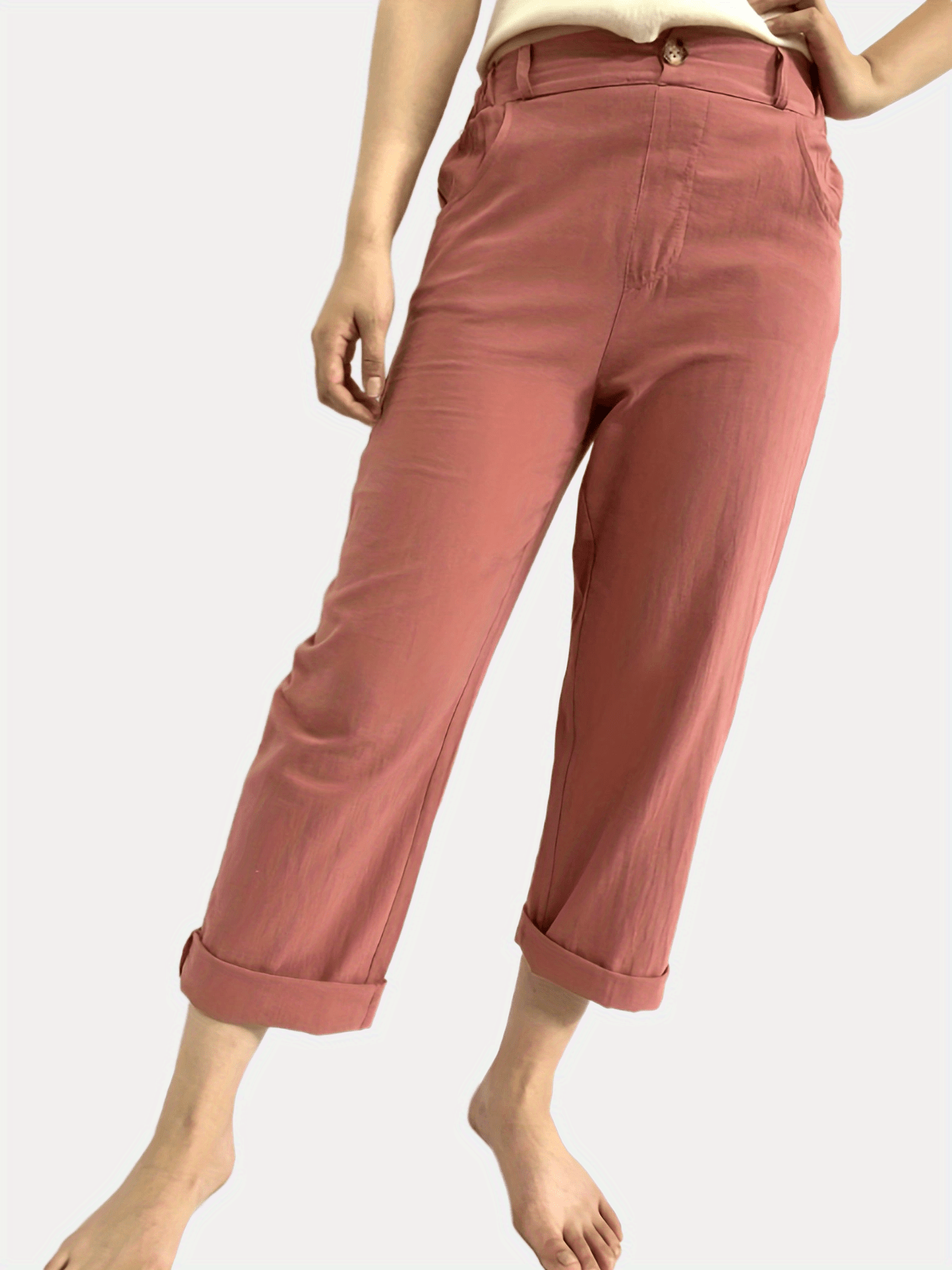 Y2K Solid Pockets Long Length Summer Pants Casual Loose Stylish High Waist Pants