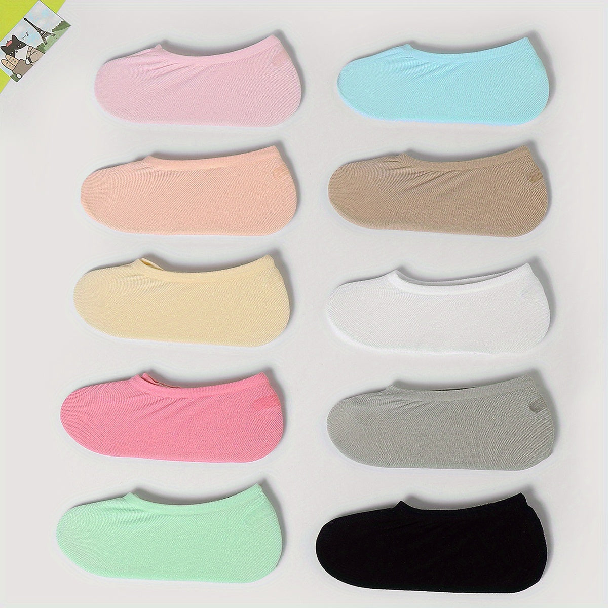 10pairs Girls Ultra Thin Nylon Blend Boat Socks