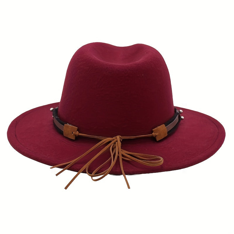 Men's Cowboy Hat Cow Head Top Hat Belt Buckle Jazz Hat Felt Fedora Hat