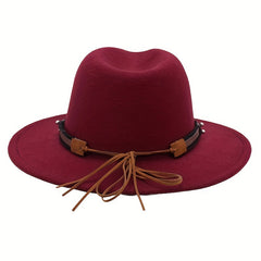 Men's Cowboy Hat Cow Head Top Hat Belt Buckle Jazz Hat Felt Fedora Hat