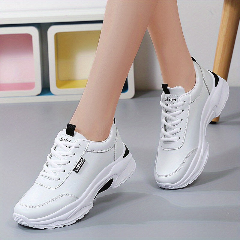 Women's Casual Lace Up Sneakers Lightweight Soft Sole Non-Slip Shoes